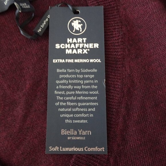 Hart Schaffner Marx Wool Sweater Big Men's Size 2XT Red Maroon Extra Fine Merino - Picture 6 of 9